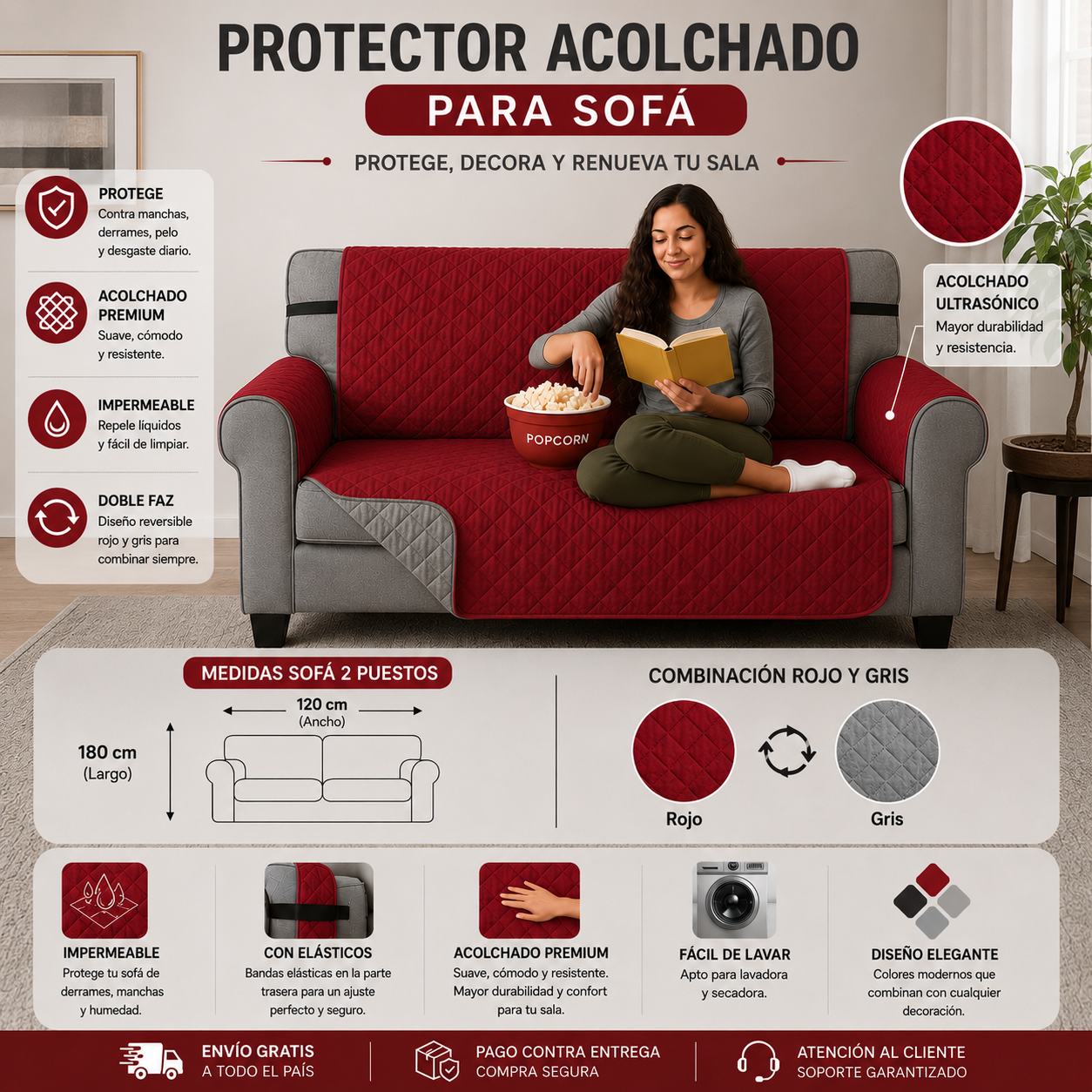 PROTECTOR PARA SOFA 2 PUESTOS 120CM  $79.900 + ENVIO GRATIS⭐️⭐️⭐️⭐️⭐️5/5