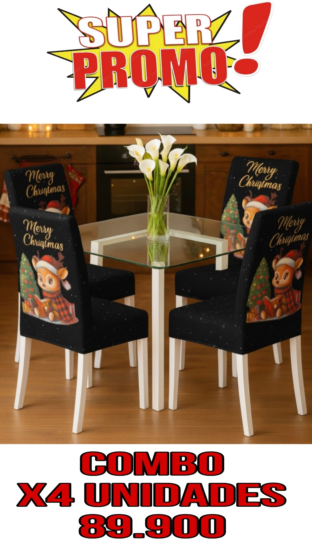 OFERTA EN FUNDAS PARA SILLAS EDICION NAVIDAD🎄🎄🦌🎅